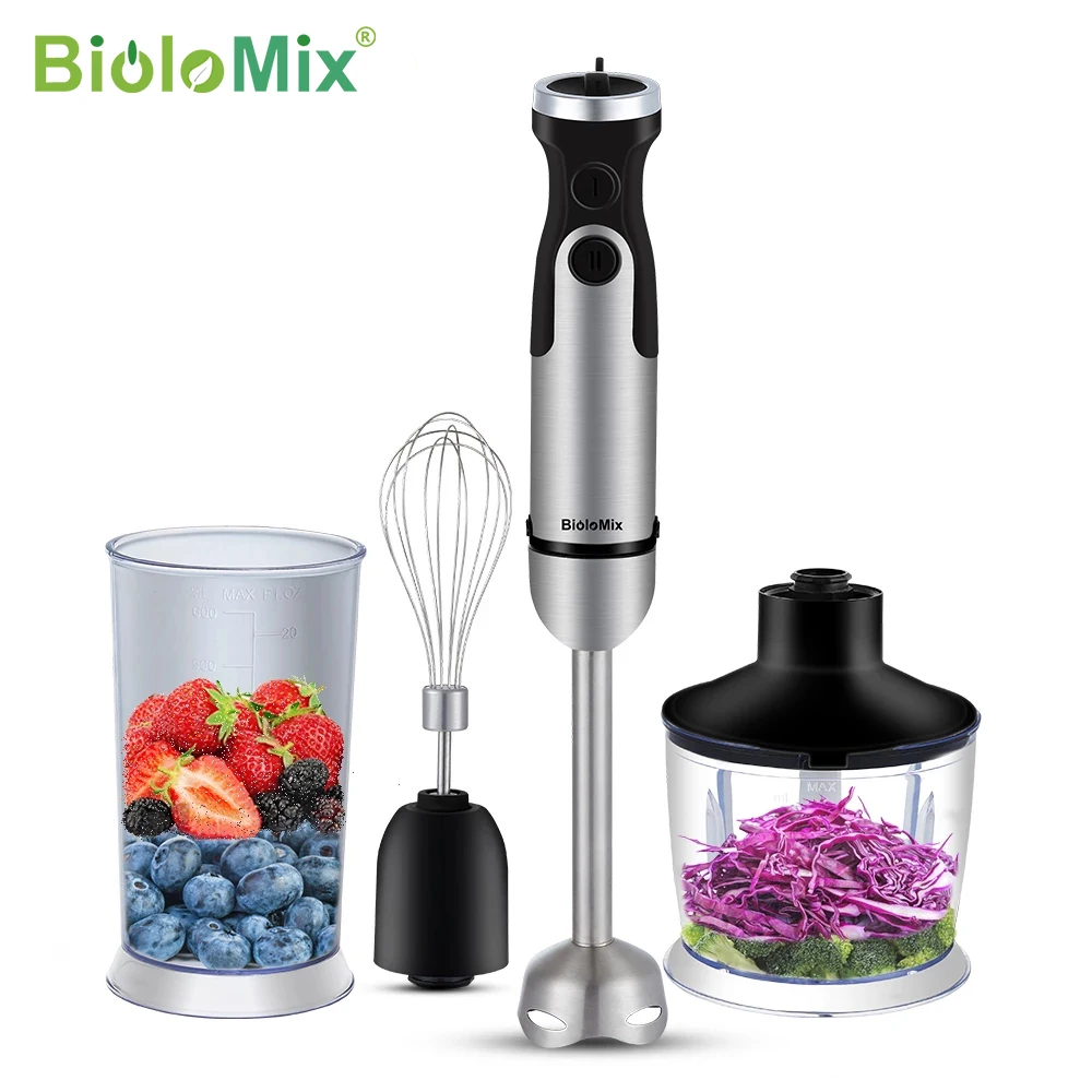 Biolomix 1200W 4-In-1 Immersione Frullatore A Immersione Frullatore Tritacarne Vegetale 800Ml Tritatutto Frusta 600Ml Tazza Frullato