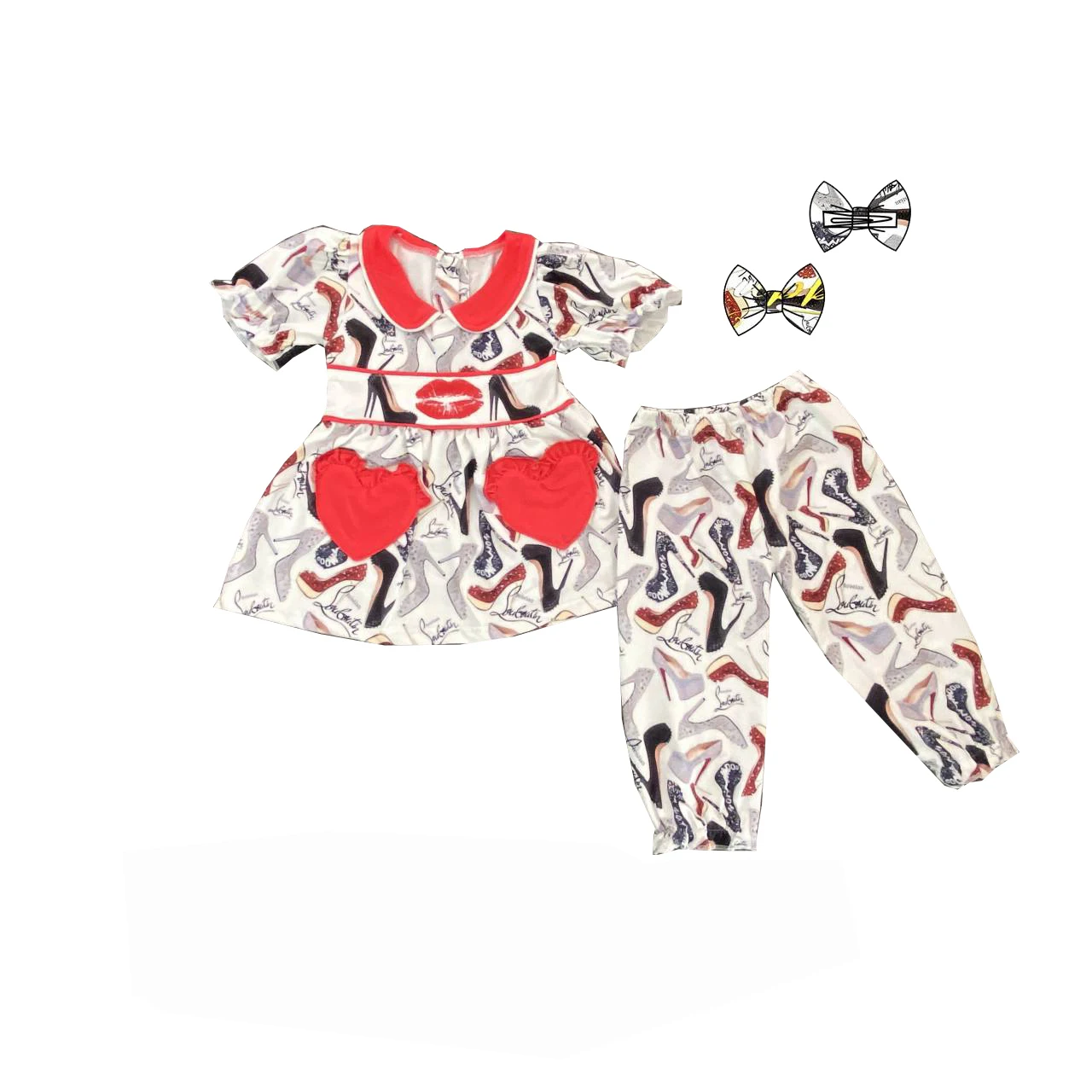 New children boutique pajamas clothes cartoon princess print outfits for toddler girls,girls clothing set,kids clothing set