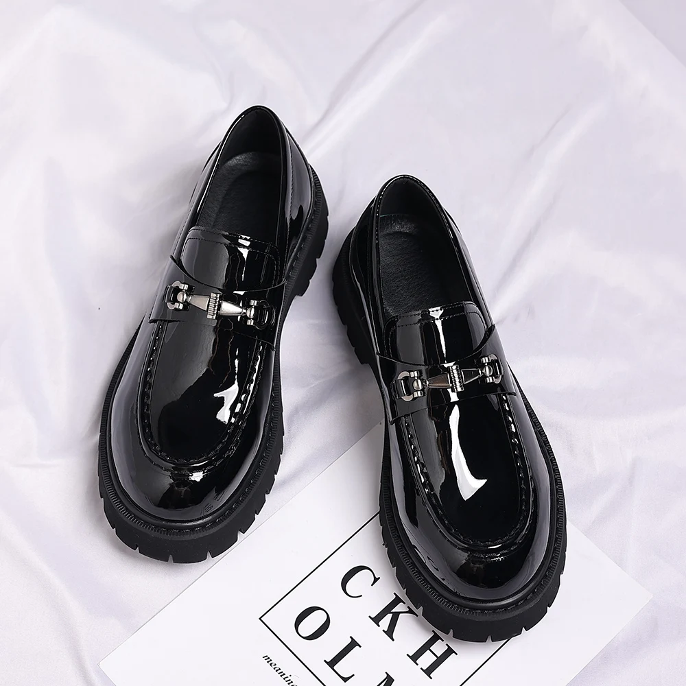 Fashion Casual Men Thick Sole, Penny Loafers Man Slip-On, For Business Dress Shoes - Uniqwear