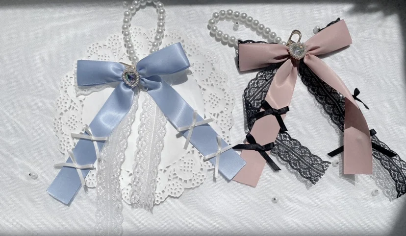 Mine Series Mass-Produced Handmade Double-Layer Pearl Bowknot Bag Pendant for Handbags Sweet Japanese Keyring Bag Charms