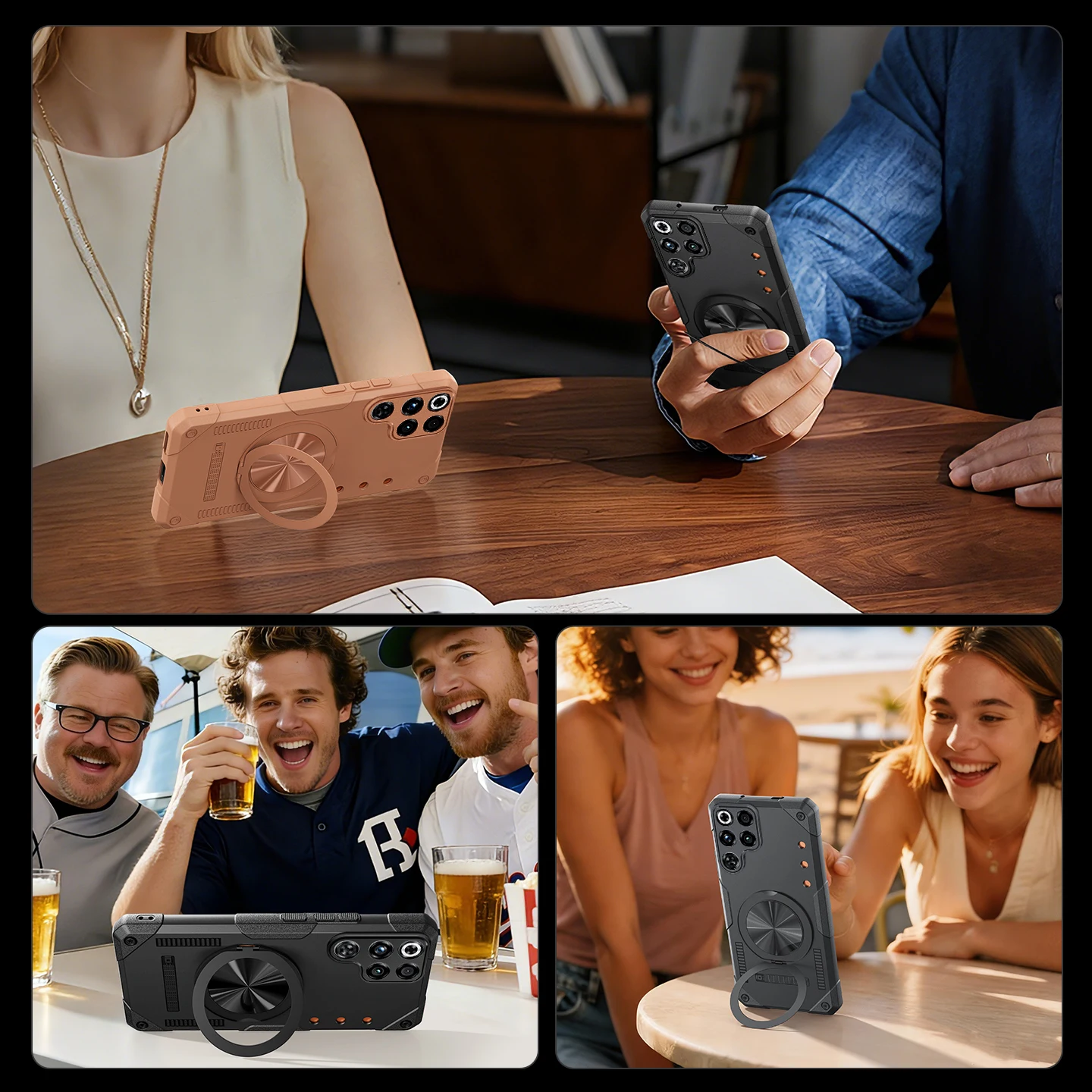 Enhanced Cooling Phone Case with Magnetic 360° Rotating Stand and Fall Protection Back Cover