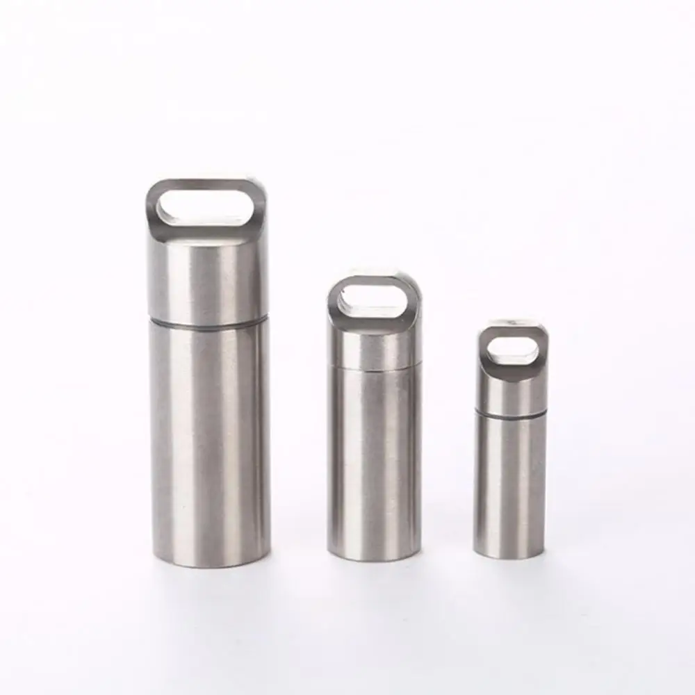 Mini Pill Box Waterproof Sealed Stainless Steel Capsule Camping Firstaid Pendant