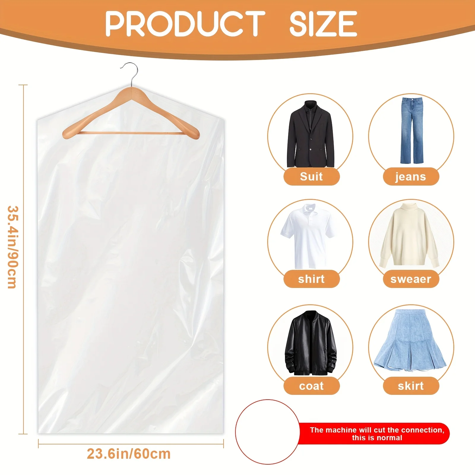 90pcs Clear Plastic Dry Cleaner Bags, 35.4 Inches, Dust-Proof Garment Covers w/ Secure Closure for Hanging Clothes & Storage 4