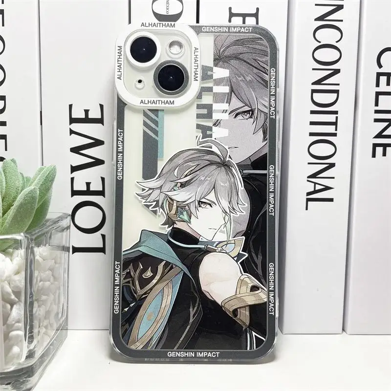 Genshin Impact Soft TPU Phone Case Featuring Xiao, Columbina, HuTao, and Furina