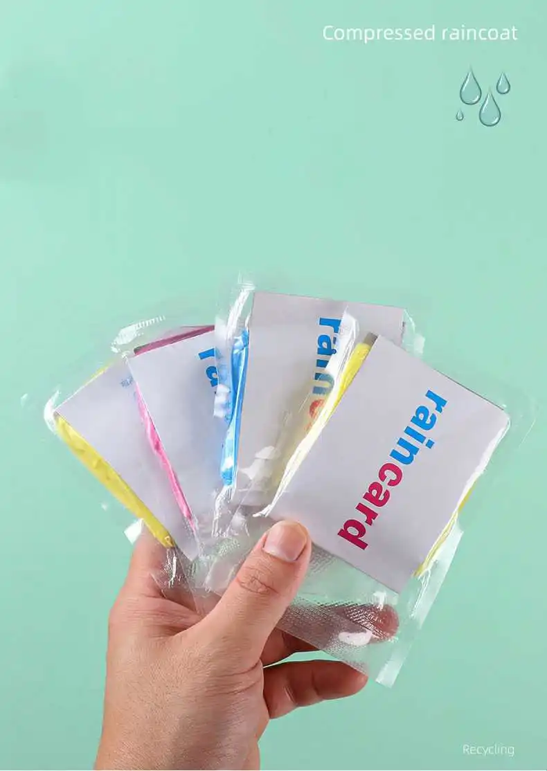 Raincoat Poncho Disposable Rain Pants 5Pcs Disposable Mini Portable Raincoat for Adults Vacuum Compression Packaging Outdoor Travel Card