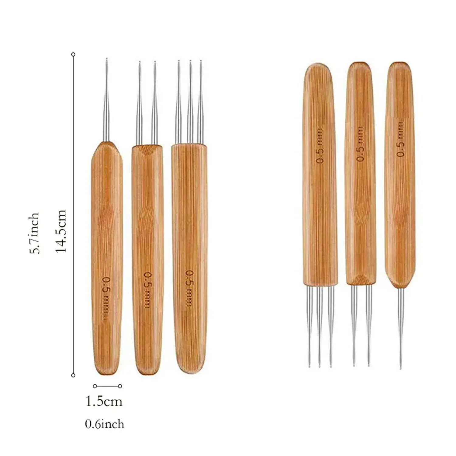 0.5mm/0.75mm 드레드락 크로셰 훅 나무 크로셰 바늘 헤어 드레드락 도구 브레이드 공예용