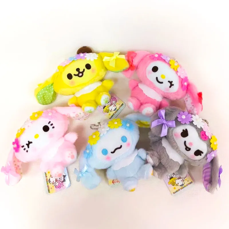 

Sanrio Characters Cinnamoroll My Melody Hello Kitty Pom Pom Purin Soft Plush Doll Cute Stuffed Animal Bag Pendants Kids Toy