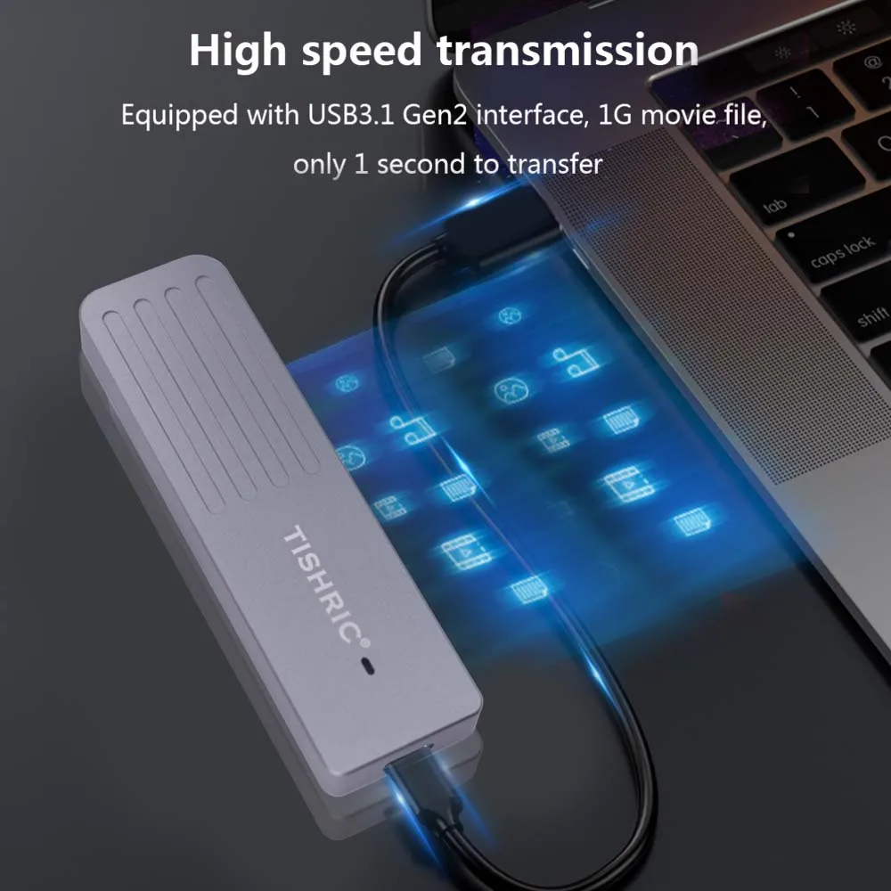 TISHRIC M.2 NVMe SSD Enclosure for Gaming High-Speed External Storage Solution Compatible With 2230/2242/2260/2280 SSD