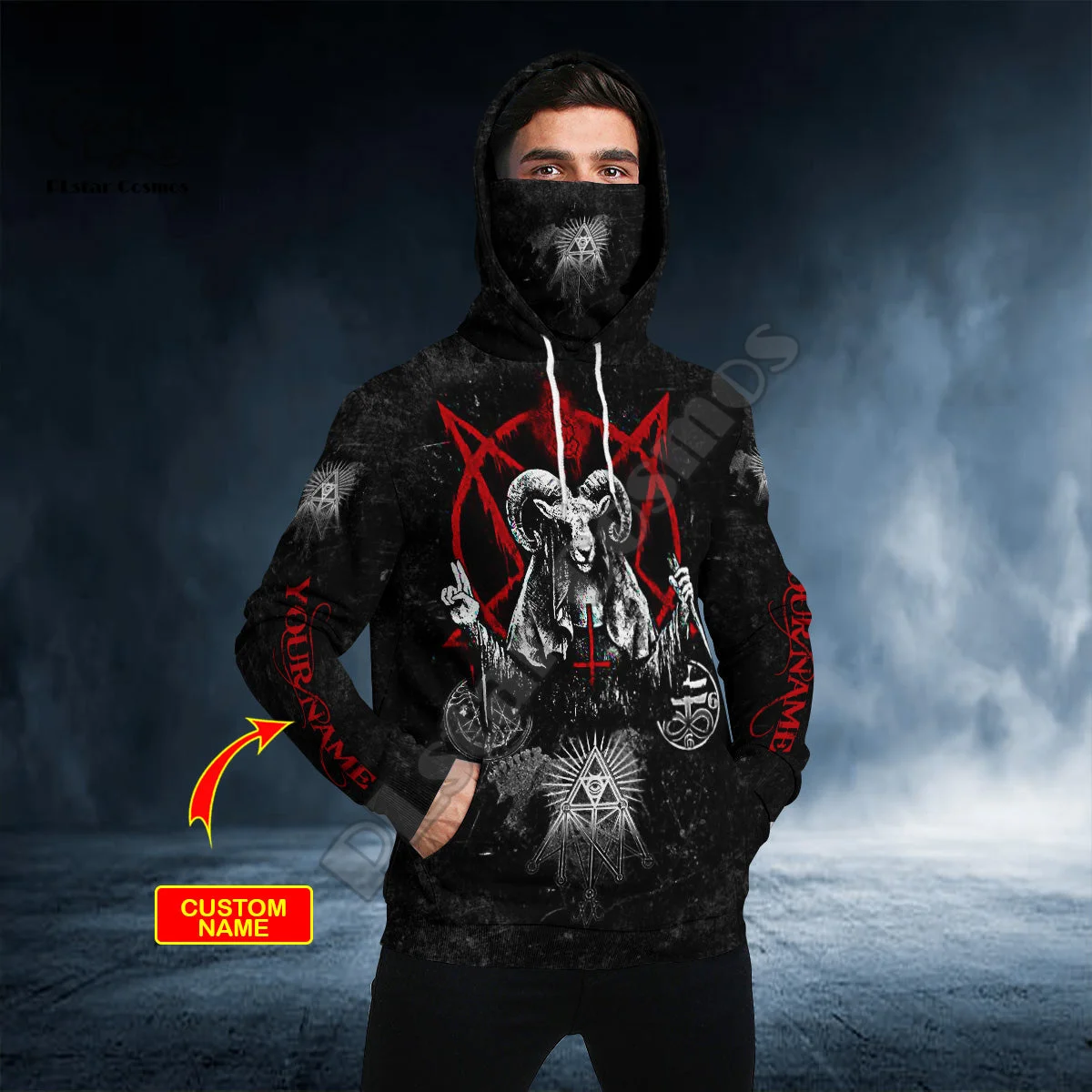 Newest Cosplay Reaper Ghost Gothic Skull Satan Baphomet Devil Retro 3DPrint Men/Women Harajuku Winter Hoodie Mask Casual Funny 2