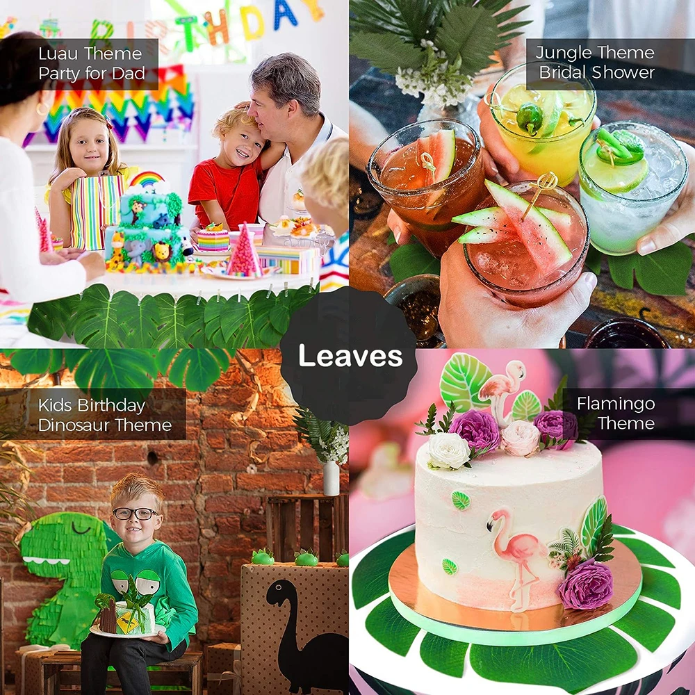 12pcs Artificial Palm Leaves Tropical Monstera Leaf Jungle Safari Hawaiian  Luau Party Table Decor Wedding Birthday Decorations - AliExpress, image size:1000x1000