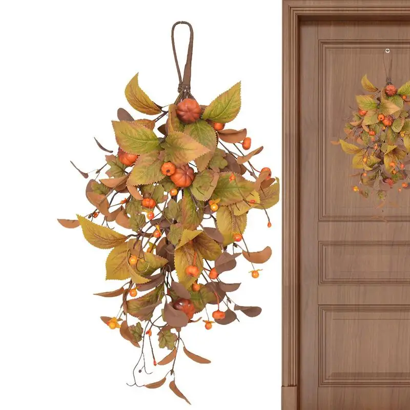 

Autumn Wreath 1PC Autumn Maple Leaf Hat Wreath Harvest Festival Hanging Fall Fake Flowers For Wedding Home Garden Thanks Giving