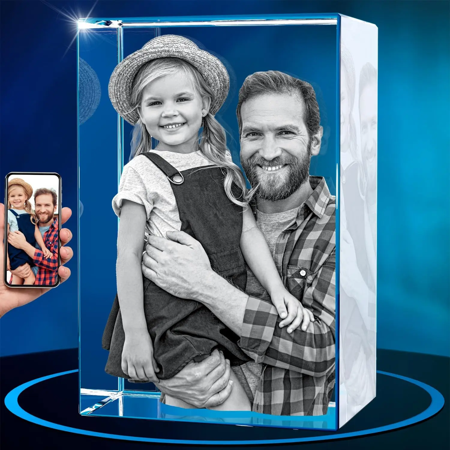 

Customized Anniversary Couples Gifts 3D Crystal Photo Frame Rectangle Great Personalized Friend Gifts With Your Own Photo Album