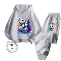 The Nightmare Before Christmas Long Sleeve Hoodie Pant Set Pure Cotton Cartoon Warm Fall Winter Children's Hoodie Tracksuit 2