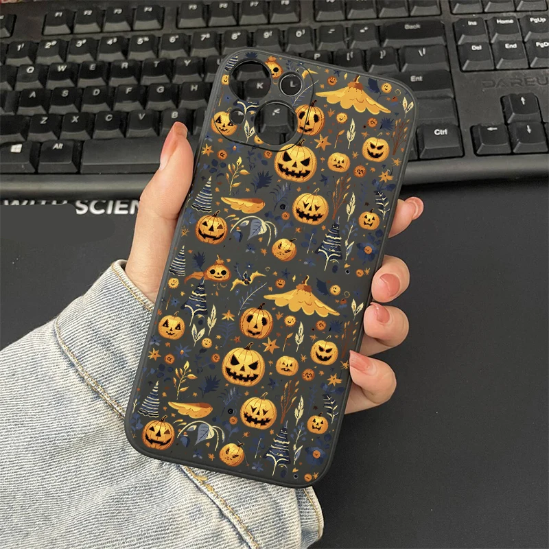 Adorable Cartoon Ghost & Pumpkin Silicone Phone Case - Halloween Edition