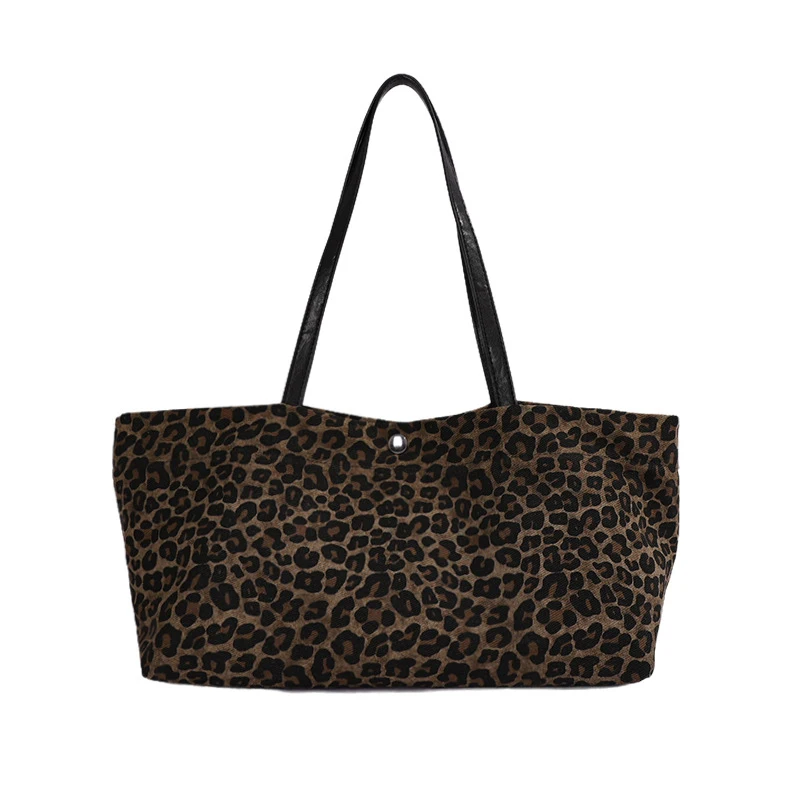 Borsa a Tracolla con Stampa Leopardata per Donne, Borsa Vintage di Grande Capacità, Borsa Casual per Shopping e Pendolarismo, Borsa a Tracolla Quotidiana in Tela