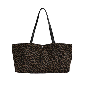 Borsa a Tracolla con Stampa Leopardata per Donne, Borsa Vintage di Grande Capacità, Borsa Casual per Shopping e Pendolarismo, Borsa a Tracolla Quotidiana in Tela