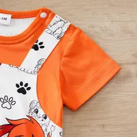 Barboteuse à manches courtes pour nouveau-né garçon et fille de 0 à 18 mois, imprimé Lion mignon avec Faux deux pièces, vêtements d'été pour bébé, 2025 5