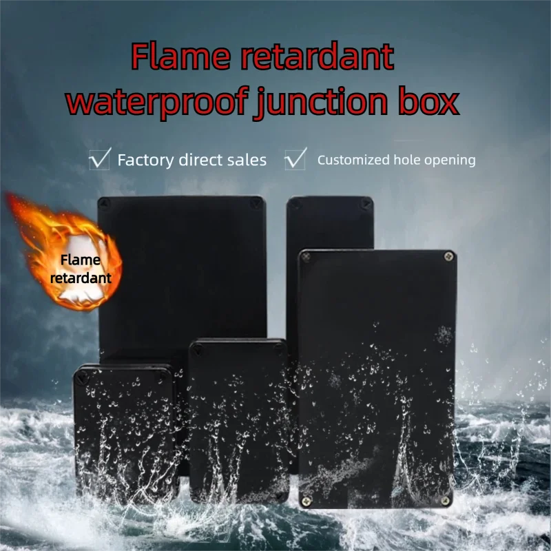 กล่องต่อสายไฟกันน้ำ IP66, วัสดุพลาสติกสีดำทนไฟระดับ V0 สำหรับแหล่งจ่ายไฟภายนอกอาคารและกล่องเครื่องมือแบบปิดผนึก 1