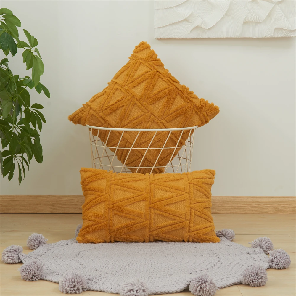 

Yellow Plush Pillow Cover For Sofa Living Room 30x50cm 45×45cm Decorative Housse De Coussin Nordic Home Decor