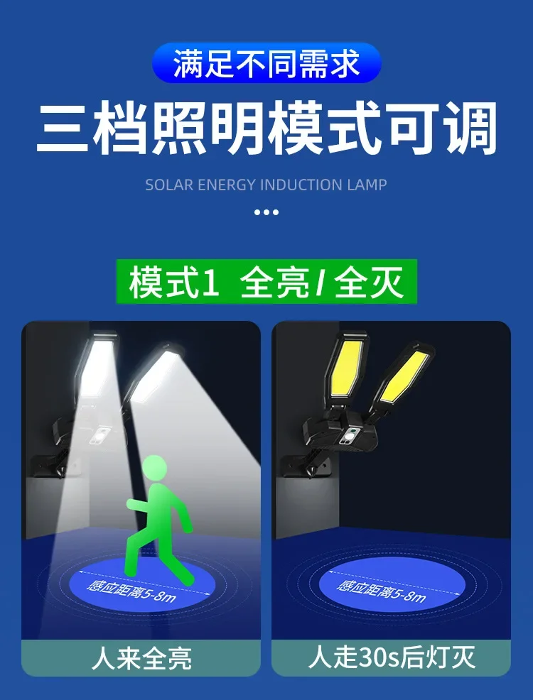 Description Picture 5 of itemSolar Outdoor Induction LED Double-headed Street Lamp Home Waterproof Lighting Wall Lamp Outdoor Garden Lamp with Remote Control