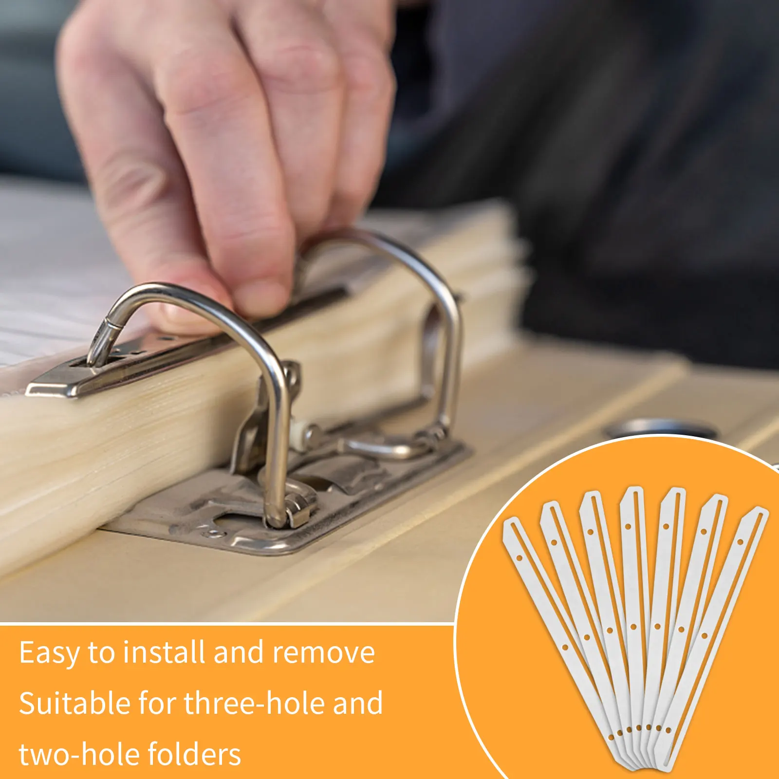 [k]100개 3홀 홀더(11.8인치 플라스틱 니저 3링 바인더 삽입 스트립 투명)