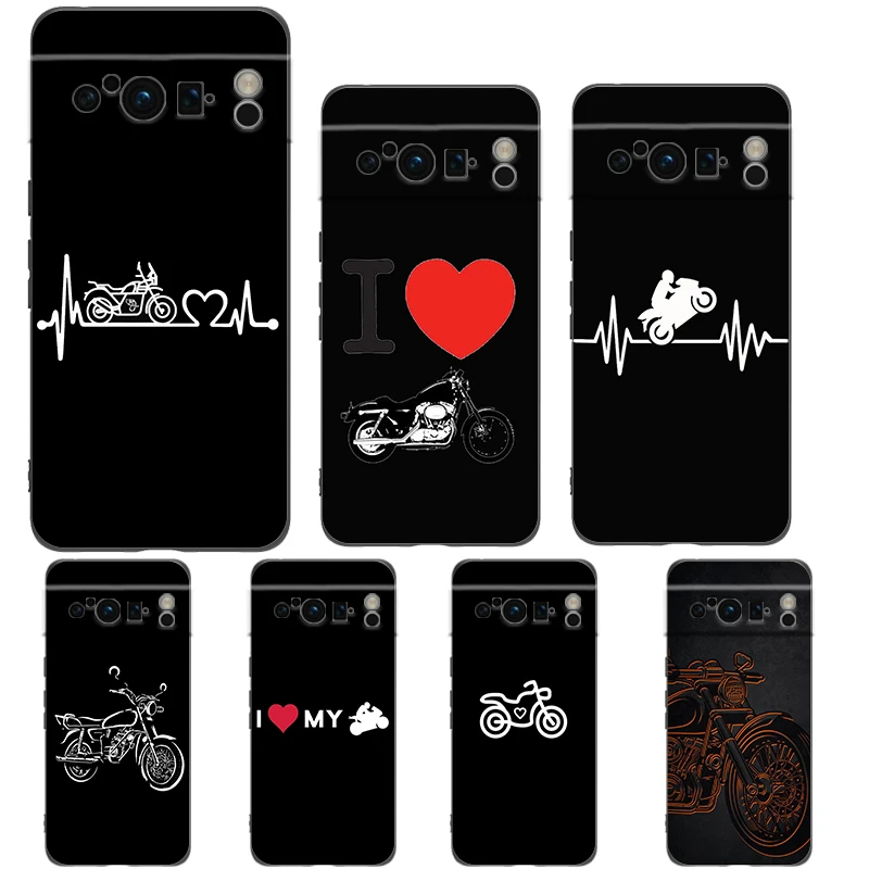 Heartbeat Motorcycle Design Shockproof Phone Case - Black TPU Cover