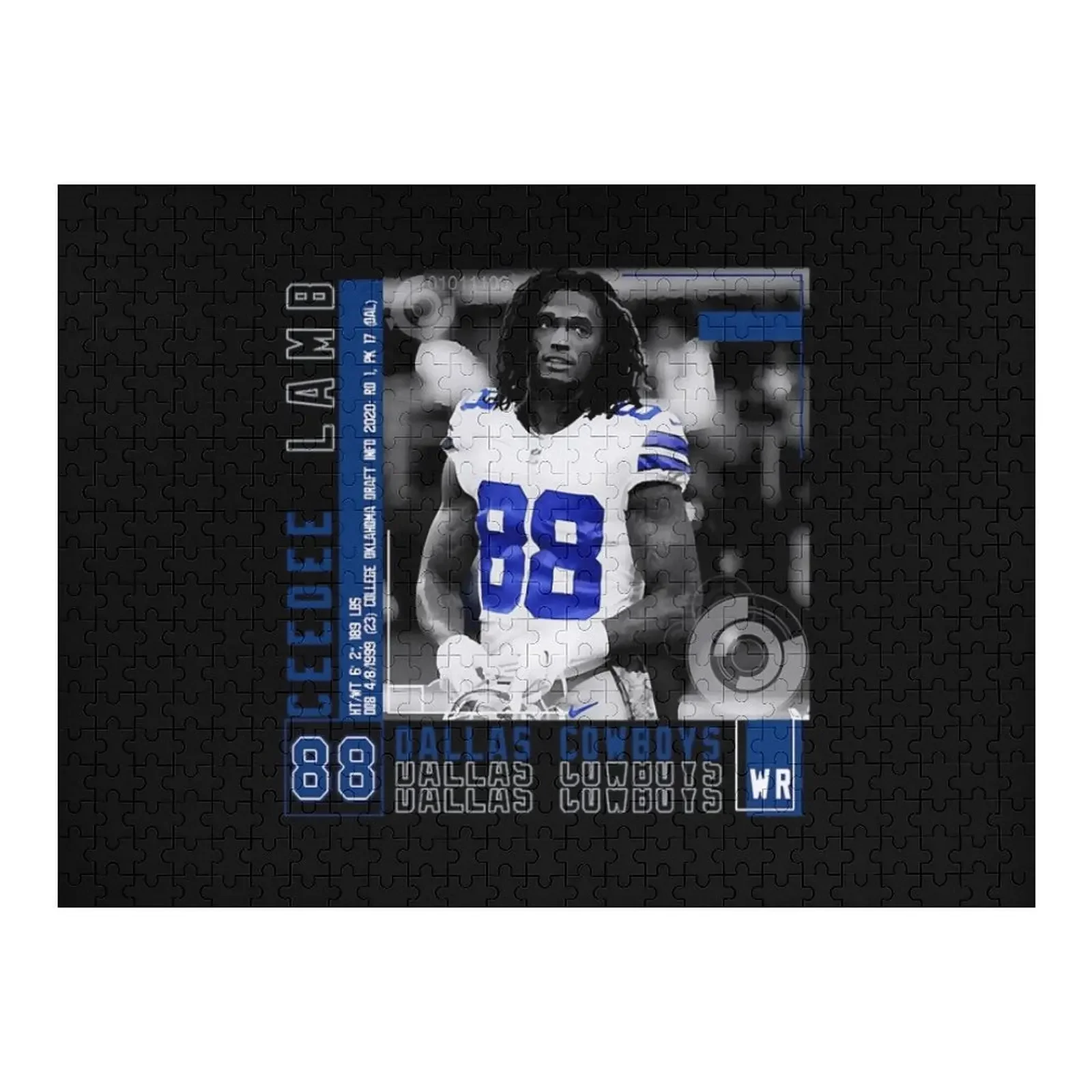 CeeDee Lamb Football Edit Tapestries Cowboys Jigsaw Puzzle Wood Name Customs With Photo Puzzle