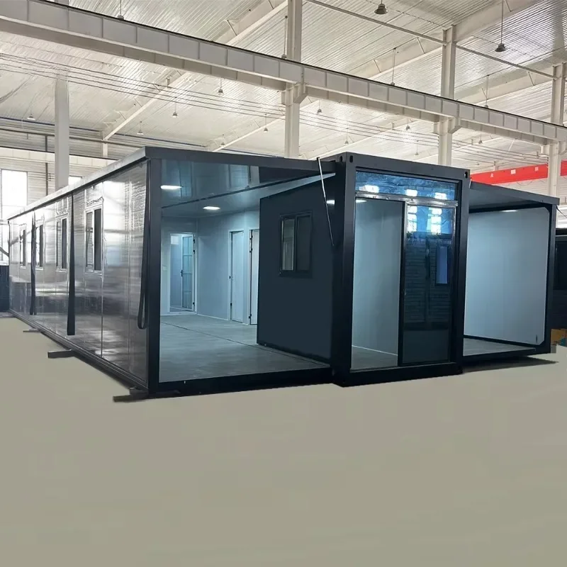 บ้านคอนเทนเนอร์เหล็กออสเตรเลียสุดหรูขนาด 40 ฟุต ลดราคาพิเศษ บ้านสำเร็จรูปพับได้ ขยายได้ 2 ห้องนอน ใช้เป็นออฟฟิศกลางแจ้งได้ 1