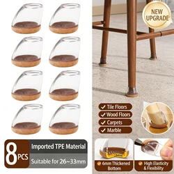 Silicone Chair Leg Protectors with Thick Felt Pads (Large - 8Pcs)