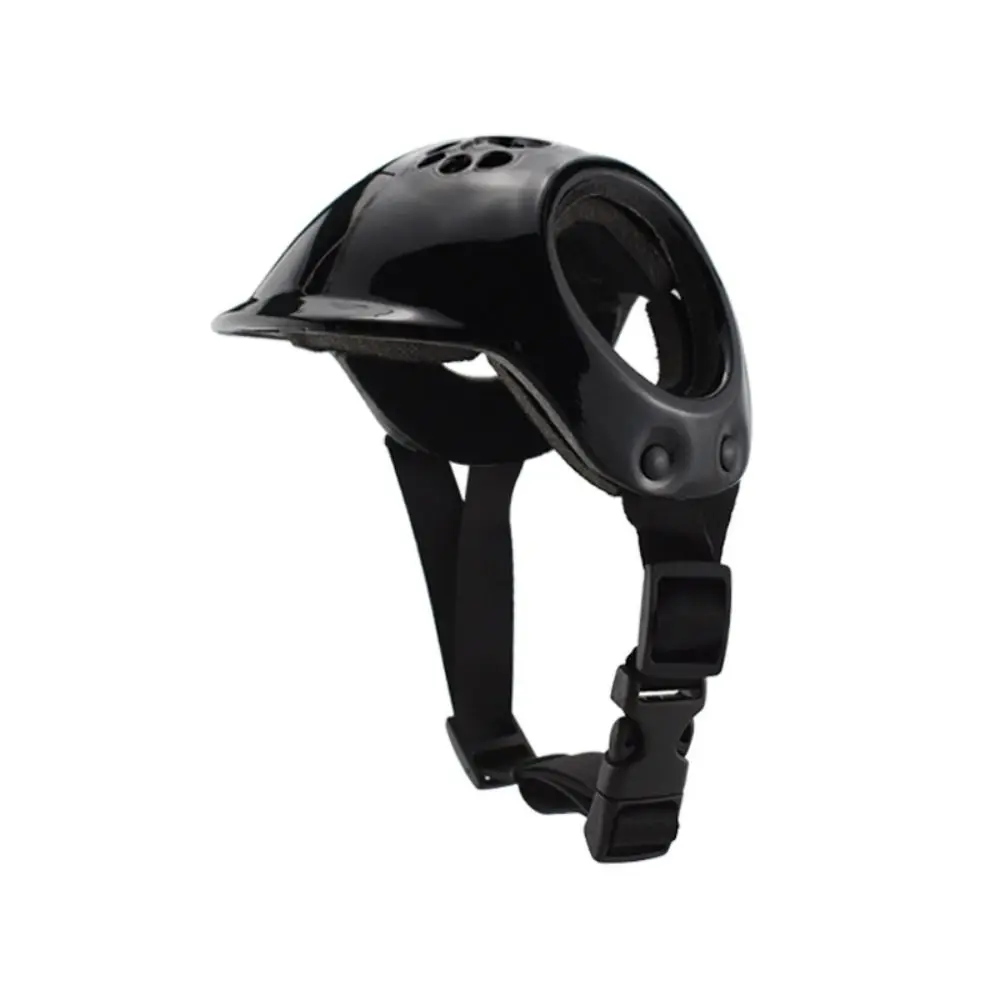 Plastic Pet Dog Helmets With Ear Holes Solid Color Puppy Safety Helmet Handsome Adjustable Straps Pet Motorcycle Headgear Cat