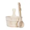 4L Sauna Bucket and Ladle Accessory, Wooden Barrel with Liner for , 2