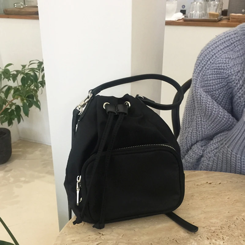 

2024 New Oxford Shoulder Bags Multifunction Pocket Design Occasional Small Bag Drawstring Type Leisure Travel Bag