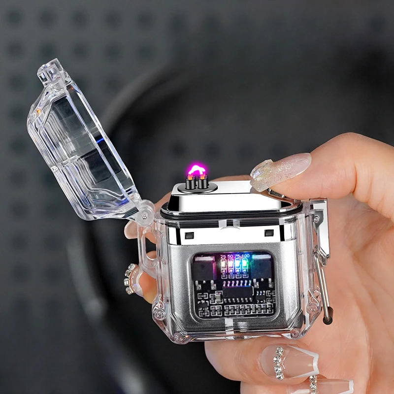 

Transparent Outdoor Charging Lighter Waterproof C-port Dual Arc Electronic Pulse Cigarette Lighter Smoking Accessories