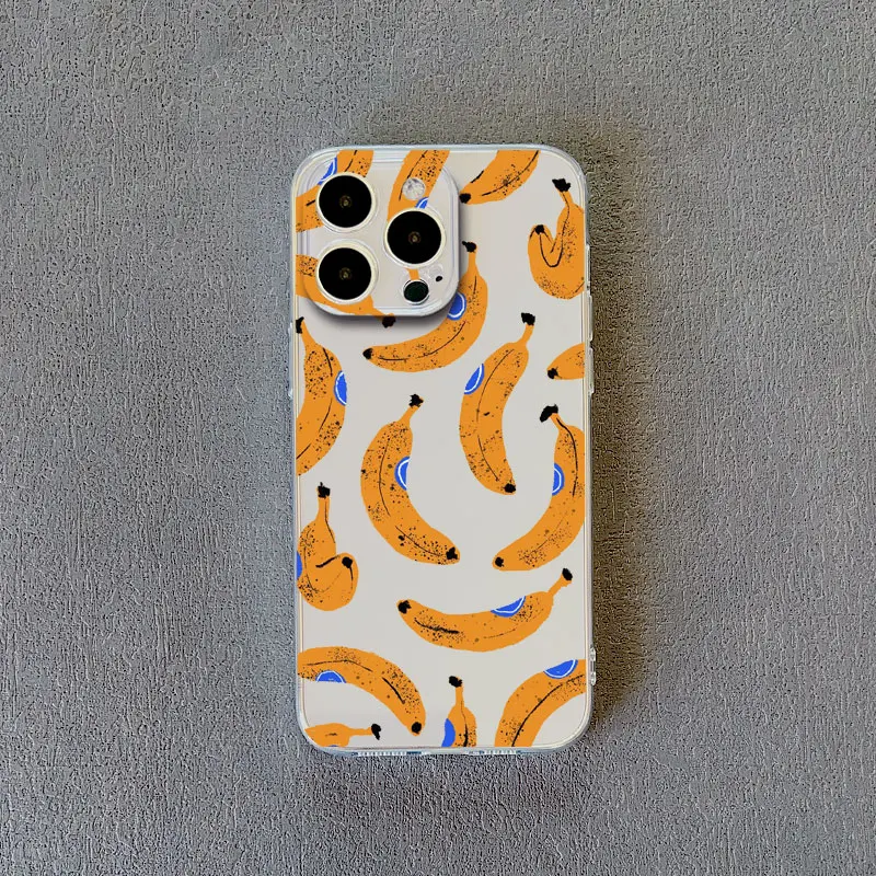 Vibrant Banana Strawberry Transparent Phone Case - Clear Protective Cover