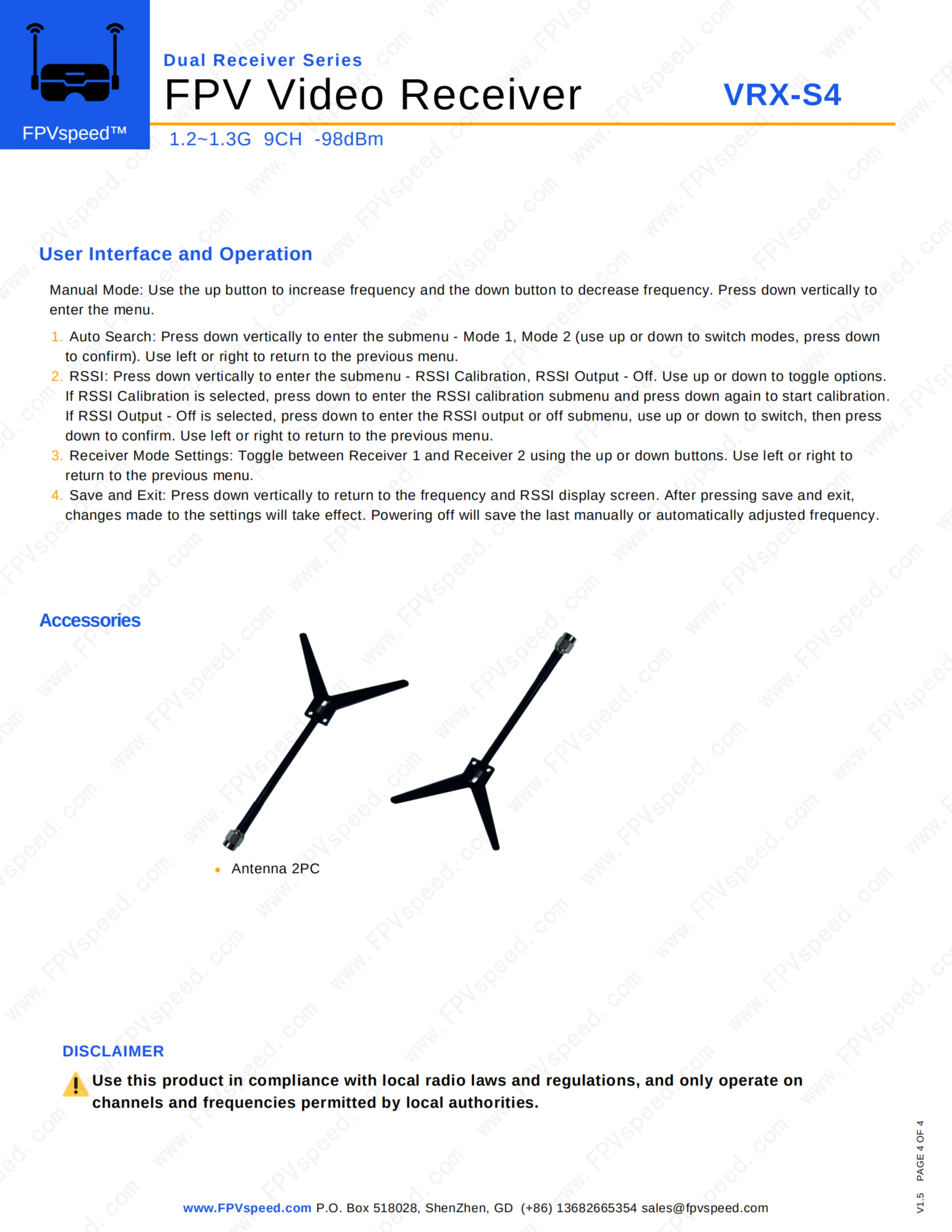 VRX 1,2 GHz 1,3 GHz FPVspeed VRX-S4 1,2 G 1,3 G 9CH FPV Videoempfängermodul, kompatibel mit Fatshark, SKYZONE, DJI V1/V2 Schutzbrillen – Detail 4