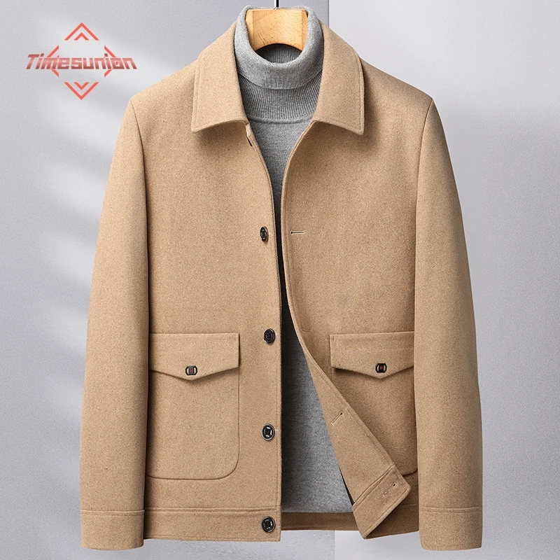 

Autumn Winter Jackets for Men Lapel Thickening Keep Warm Woolen Coat Single-breasted Business Casual Windbreaker Jacket
