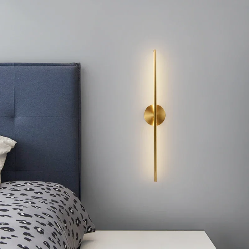 Modern Simple Living Room Bedroom Bedside copper Wall Sconce Lamps Up Down Background Opposite Luminous Black Led Wall Lights 5