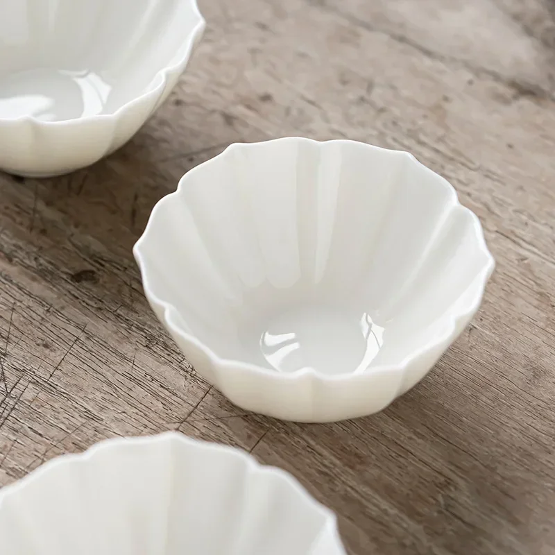 Suet-fat Jade White Porcelain Tea Cup Ceramic Kung Fu Set Host Single Art Supplies Wholesale Cups Teaware Kitchen Dining Bar