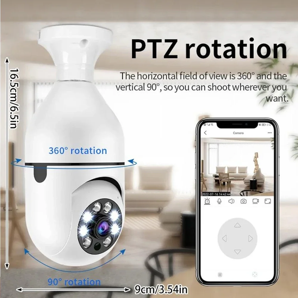 ICSEE E27 Wifi Bulb Camera 4MP Wifi PTZ Colorful Night Vision Two Way Audio Baby Monitor Auto Tracking Home Security CCTV Camera