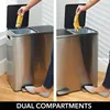 mDesign Metal Steel 16 Gallon/60-Liter, Dual Compartment Step Trash Can; Double Bin Trash Can/Recycler Combo for Kitchen 5