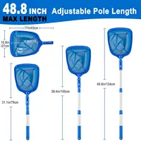 ตาข่ายพายสระว่ายน้ํา - เสายืดไสลด์ 3 ส่วนตาข่ายละเอียด ตาข่ายน้ําลึก ทําความสะอาดใบไม้และตาข่ายบ่อเศษซาก 4