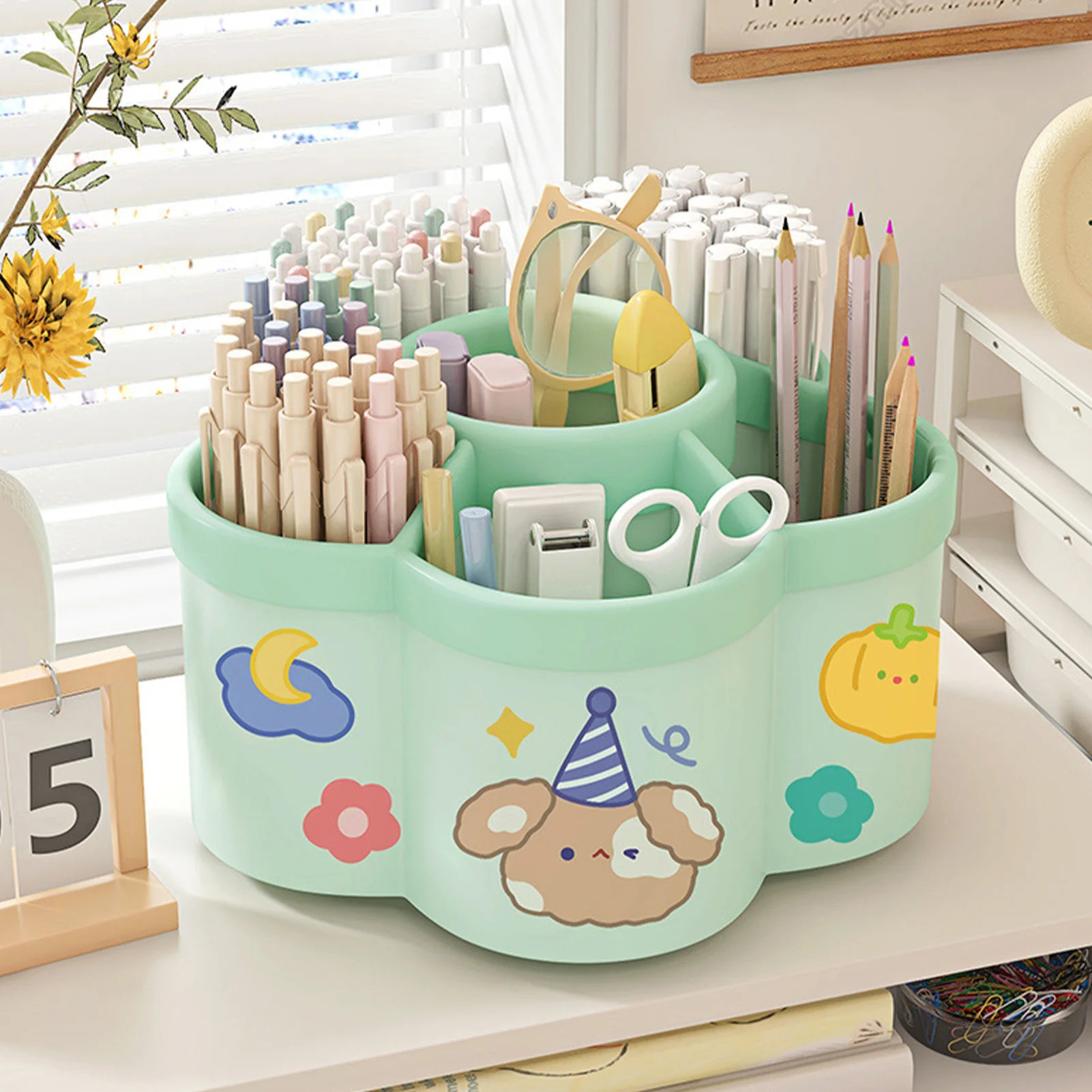 Desk Organizer Rotating Compartments Large Capacity Pen And Pencil Holder Multi-Functional Office Box Stationery Supplies