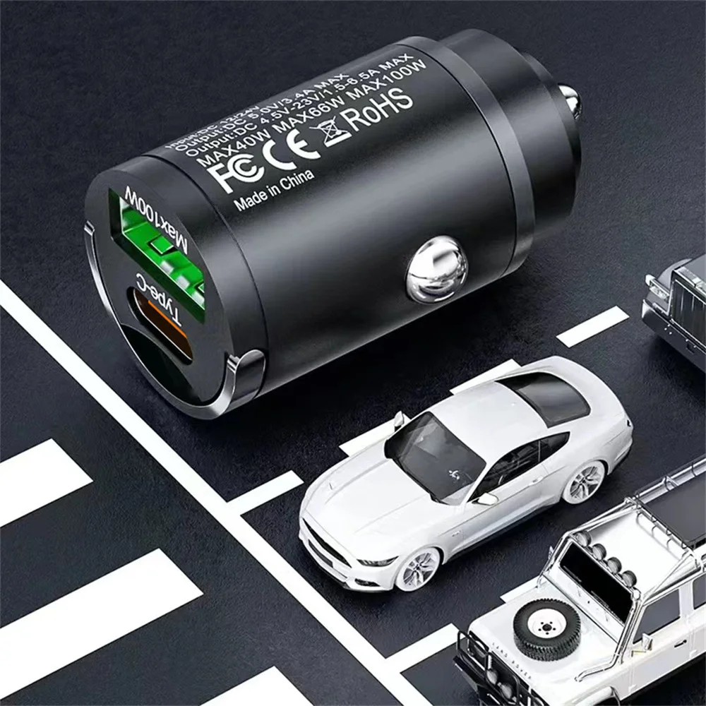Caricabatterie da auto USB da 100 W tipo C, adattatore per telefono a ricarica rapida QC3.0, presa per accendisigari per iPhone, Samsung, Xiaomi, Huawei - Image 3