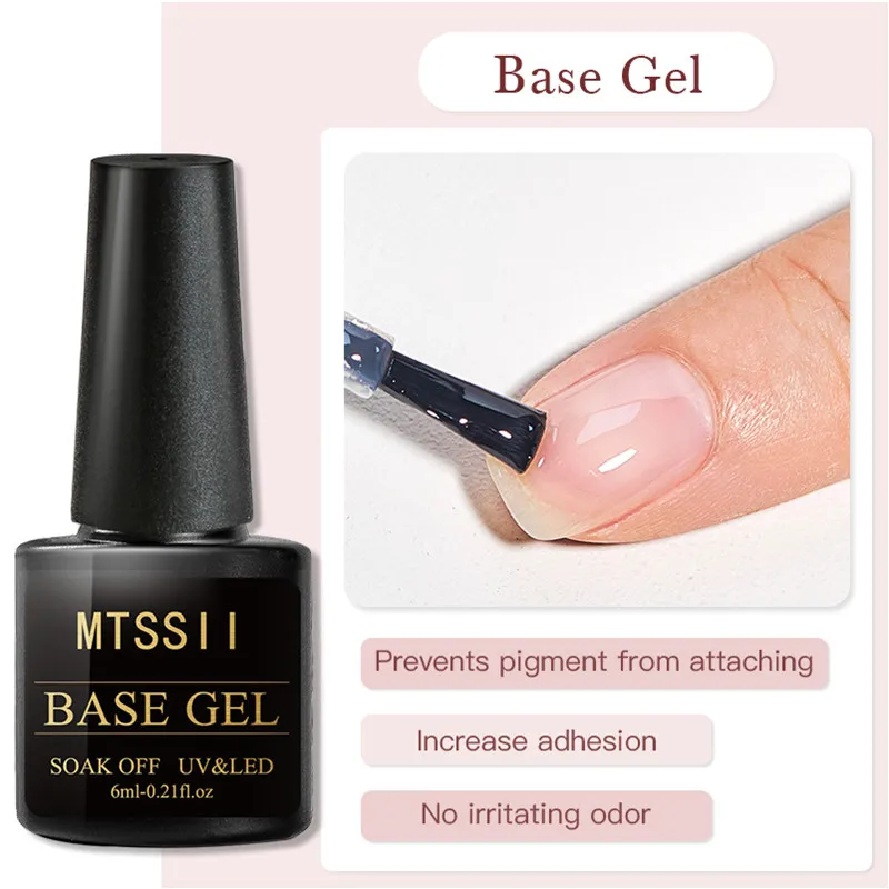 MTSSII 6ml Nail Polish Base Coat UV Gel Nail Polish Semi Permanent Manicure Soak Off Nail Art Varnish