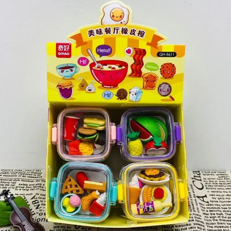 1 Pcs/Set Creative Detachable Food Snack Lunch Box Eraser Set Student Prize Stationery
