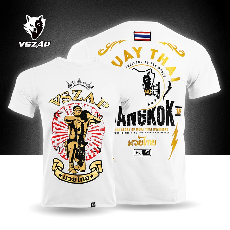 VSZAP Jiu-Jitsu Muay Thai Club Training Suit Cotton Breathable Fighting Sanda Sports Shirt