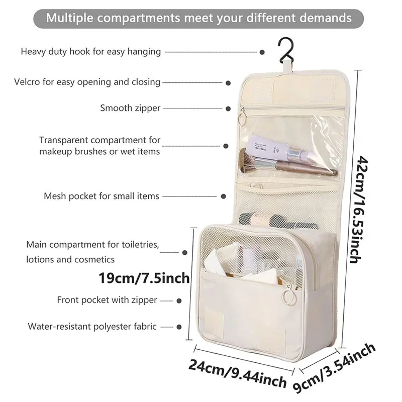 Travel Makeup Bag Waterproof Toiletries Organizer High Quality Women Neceser Bathroom Hook Wash Pouch Hook Makeup Storage Bag 3