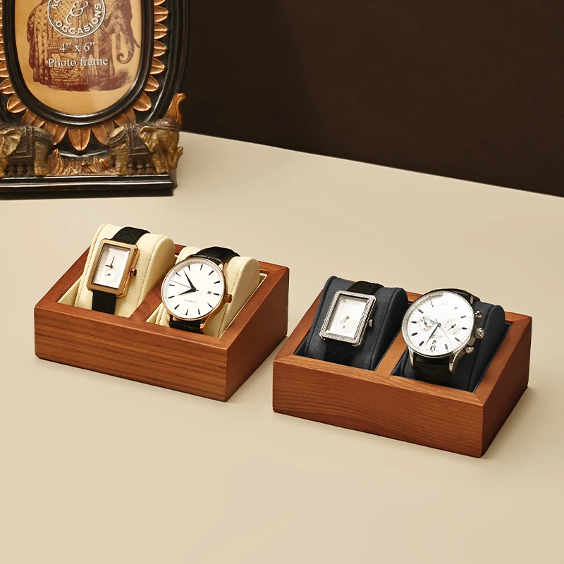Elegant Wooden Watch Storage Box with Pillow Bag - Portable Timepiece Display Case