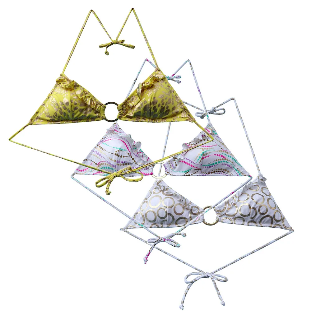 Costume Da Bagno Donna Costumi Da Bagno Bikini Set Triangolo Bikini Abito Da Sera Segreto Sexy Dorato Bikini A Vita Bassa Giallo Brasiliano