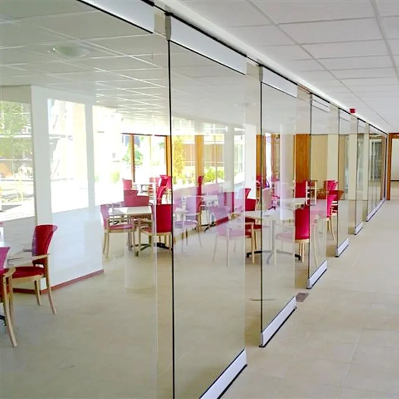 

Frameless Folding Glass Door for Restaurant Movable Glass Partition Wall Sliding Glass Partition